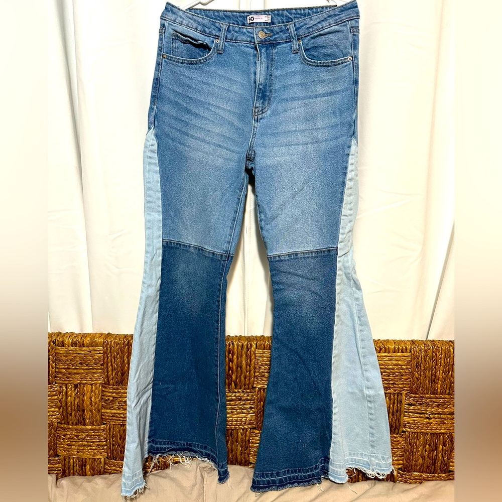 Patchwork flare festival jeans